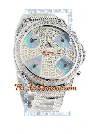 Jacob & Co Diamond Japanese Replica Watch in Light Blue Sub Dial