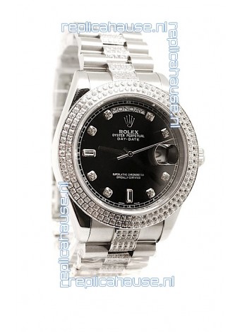 Rolex Day Date Silver Japanese Mens Watch