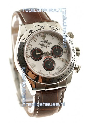 Rolex Daytona Cosmograph Swiss Replica Watch in Brown Leather Strap