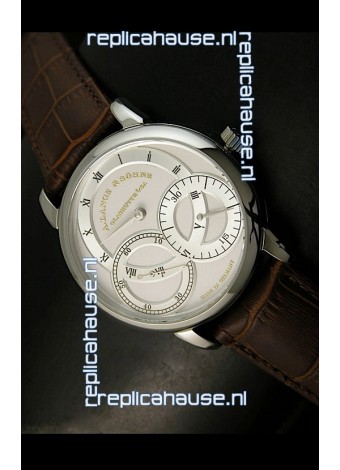 Alange Sohne Dual Sub Dials Japanese Watch Brown Strap