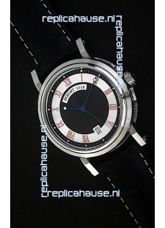 Breguet De La Marine Swiss Replica Steel Watch in Black & White Dial