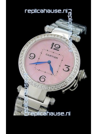 Cartier Pasha de Swiss Replica Automatic Watch in Pink Dial