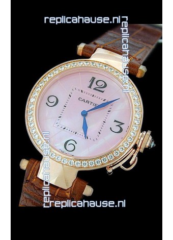 Cartier Pasha de Swiss Replica Automatic Watch in Pink Dial