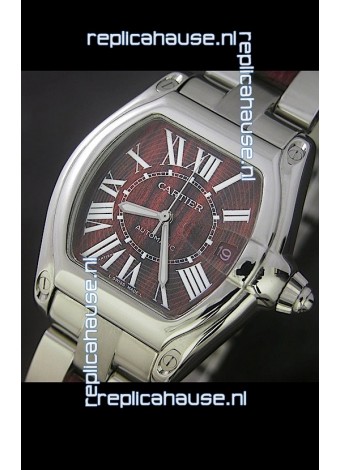 Cartier Roadster Japanese Replica Watch in Red Wine Dial