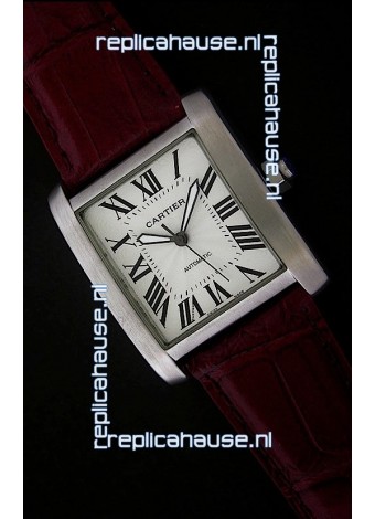 Cartier Tank 100 Japanese Replica Watch in Brown Strap