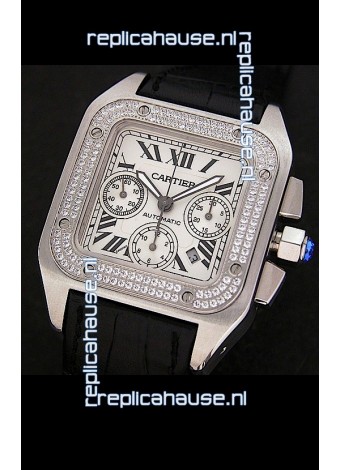 Cartier Santos Swiss Replica Watch in White Dial
