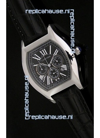 Cartier Tortue Japanese Replica Watch in Black Strap
