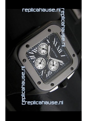 Cartier Santos 100 Japanese Replica Watch in Black Dial
