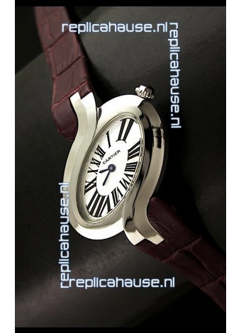 Delices De cartier Japanese Watch in Maroon Strap