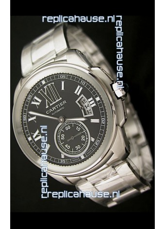 Calibre De Cartier Japanese Automatic Replica Watch in Black Dial