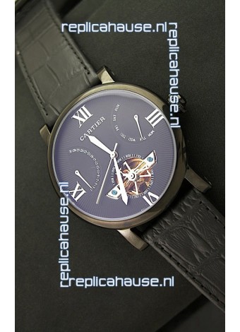 Cartier Calibre de Tourbillon PVD Swiss Watch in Blue Dial