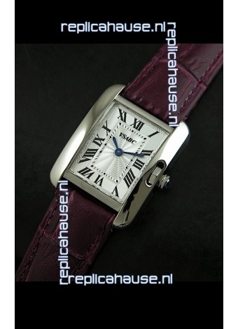 Cartier Louis Japanese Replica Ladies Watch in Red Wine Strap