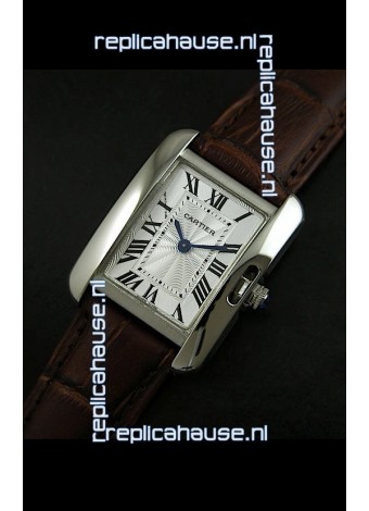 Cartier Louis Japanese Replica Ladies Watch in Brown Strap