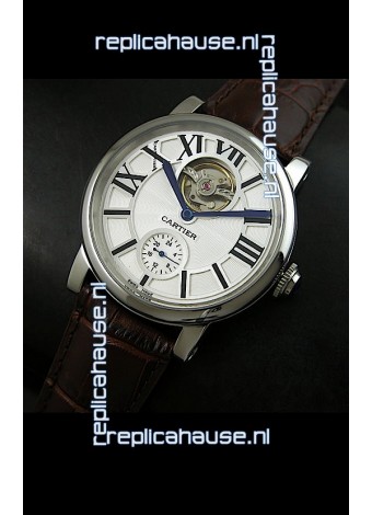 Ballon De Cartier Flying Tourbillon Japanese Replica Watch - Brown Strap