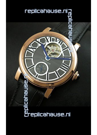 Ballon De Cartier Flying Tourbillon Japanese Replica Watch - Pink Gold Case