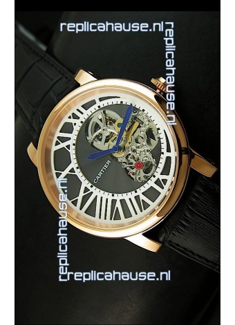 Rotonde De Cartier Cadran Love Japanese Replica Watch - Yellow Gold Case