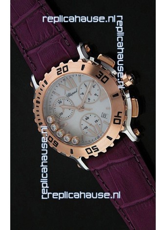 Chopard Happy Sport Swiss Replica Watch in Dark Red Strap