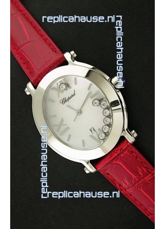 Chopard Happy Sport Ladies Japanese Replica Watch in Red Strap