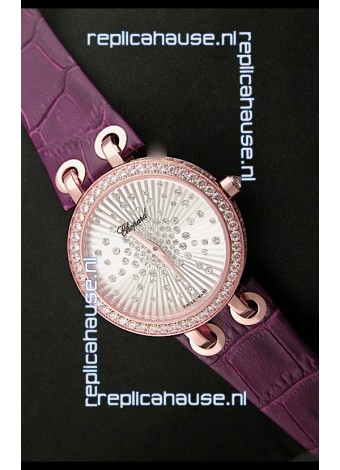 Chopard Xtravaganza Ladies Ladies Japanese Replica Rose Gold Watch in White Dial
