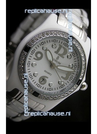 Corum Imitation Ceramics Japanese Replica Watch in White Dial