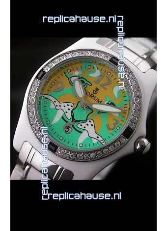 Corum Imitation Ceramics Japanese Replica Watch in Light Green & Yellow Dial