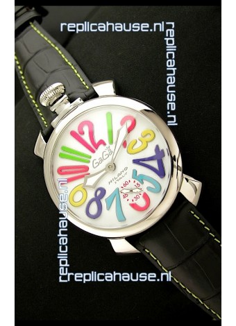 Gaga Milano Italy Japanese Replica Watch in Black Strap