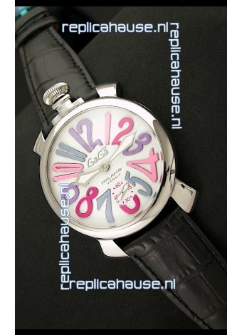 Gaga Milano Italy Japanese Replica Watch in Multi Color Arabic Markers