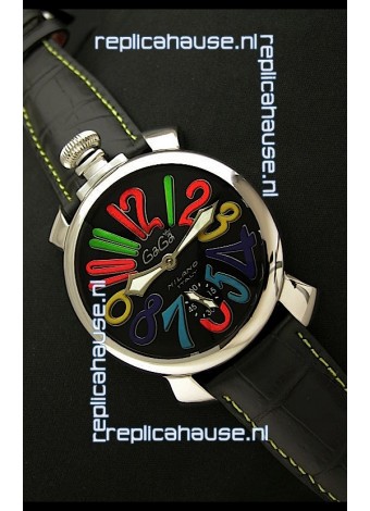 Gaga Milano Italy Japanese Replica Watch in Black Dial