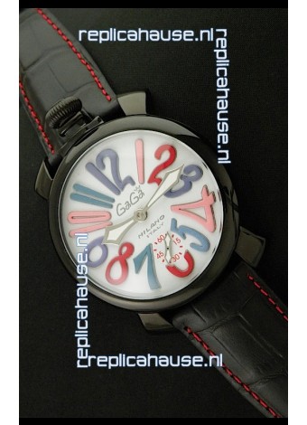 Gaga Milano Italy Japanese Replica PVD Watch in White Dial