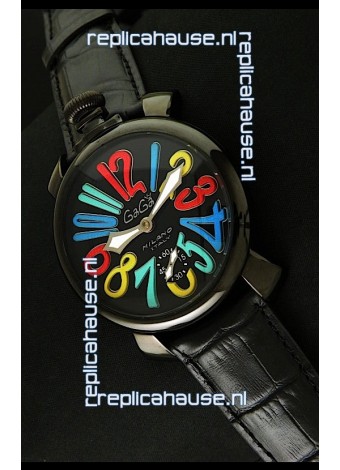 Gaga Milano Italy Japanese Replica PVD Watch in Multi Colour Arabic Markers