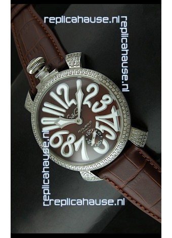 Gaga Milano Italy Manuale Replica Japanese Watch in Coffee Dial
