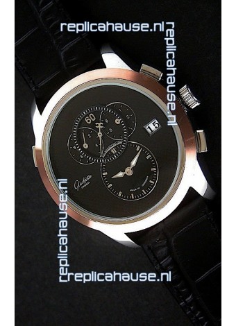 Glashuette ST. Steel Japanese Replica Watch in Black Dial