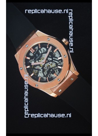 Hublot Classic Fusion Skeleton Rose Gold Case Japanese Movement