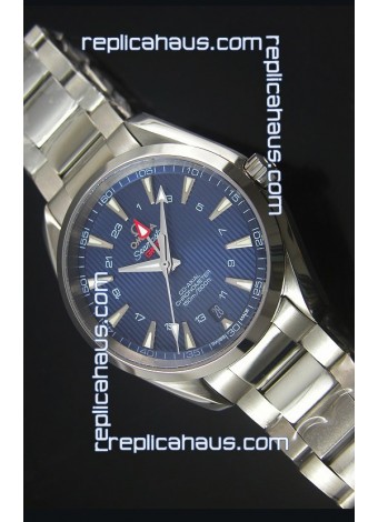 Omega Seamaster COAX GMT Stainless Steel Swiss Watch in Blue Dial