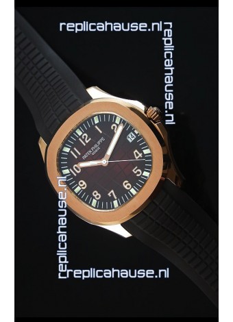 Patek Philippe Aquanaut Jumbo Rose Gold 1:1 Mirror Replica Watch - Wine Colored Dial