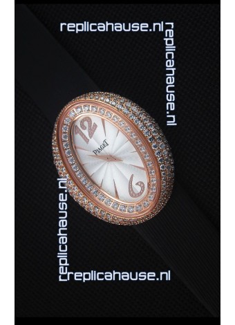 Piaget Limelight Magic Hour Swiss Quartz Watch Rose Gold in Black Strap