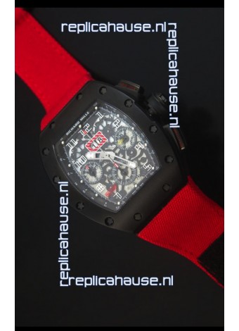 Richard Mille RM011 Filipe Massa PVD Swiss Replica Watch in Red Nylon Strap