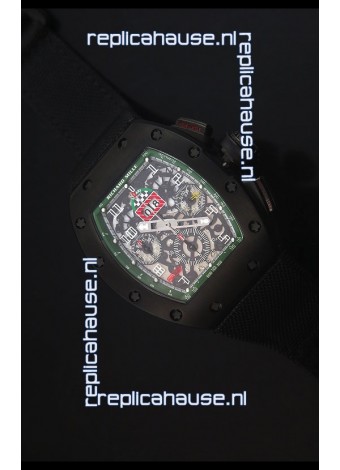 Richard Mille RM011 Filipe Massa PVD Swiss Replica Watch in Black Nylon Strap