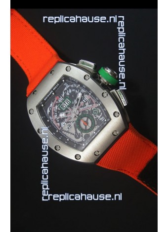 Richard Mille RM011 Filipe Massa Titanium Case Swiss Replica Watch in Orange Nylon Strap