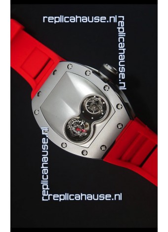 Richard Mille RM053 Tourbillon Pablo Mac Donough Swiss Replica Watch in Titanium Case Red Strap