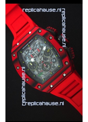 Richard Mille RM011-03 One Piece Red Forged Carbon Case Watch in Red Strap