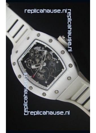 Richard Mille RM055 White Ceramic Case Watch in White Inner Bezel