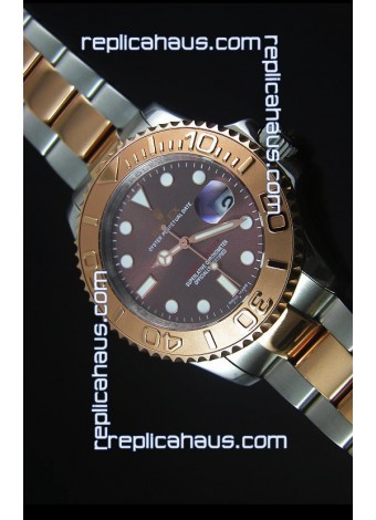 Rolex Yachtmaster Rose Gold Two Tone Grey Dial 1:1 Swiss Replica Watch 
