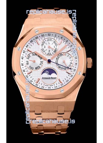 Audemars Piguet Royal Oak Perpetual Calendar Swiss Replica 904L Steel in Rose Gold Casing