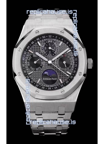 Audemars Piguet Royal Oak Perpetual Calendar Swiss Replica Steel Casing Watch in Grey Dial