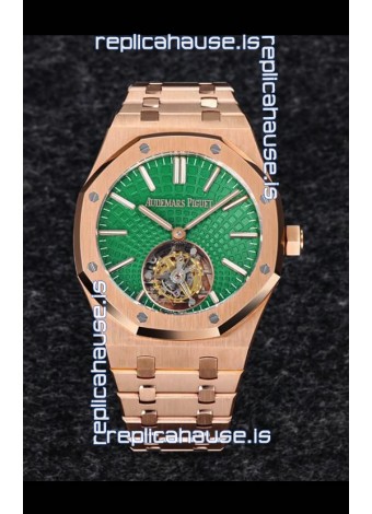 Audemars Piguet Royal Oak Flying Tourbillon 41mm in 904L Rose Gold with Green Dial