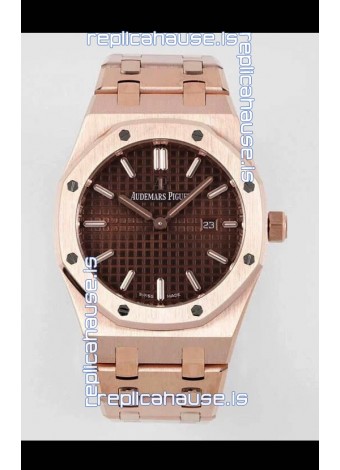 Audemars Piguet Royal Oak 33MM Rose Gold Brown Dial 1:1 Mirror Replica Watch