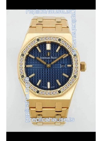 Audemars Piguet Royal Oak 33MM Yellow Gold Blue Dial 1:1 Mirror Replica Watch