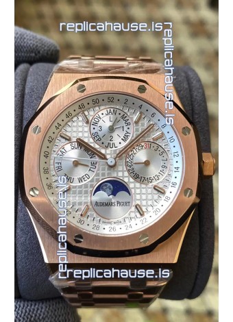 Audemars Piguet Royal Oak Perpetual Calendar Swiss Replica 904L Steel in Rose Gold Casing