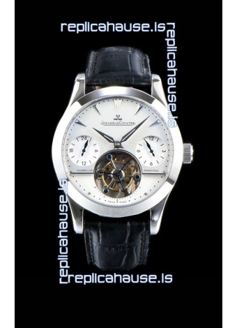 Jaeger LeCoultre Perpetual Tourbillon 904L Steel Case White Dial Swiss Replica Watch 